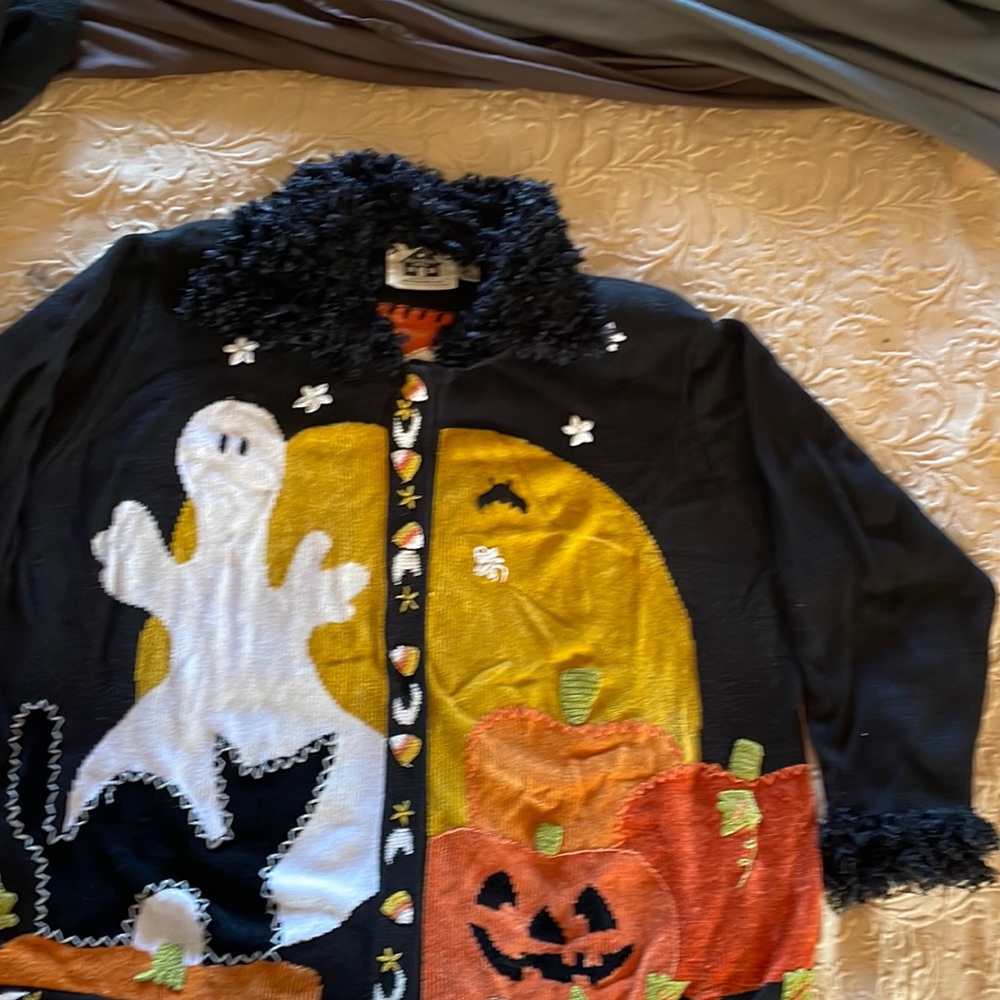 3x Storybook Knits Halloween collared cardigan